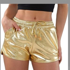 NWT Poshdivah Metallic Gold Shorts 6-8